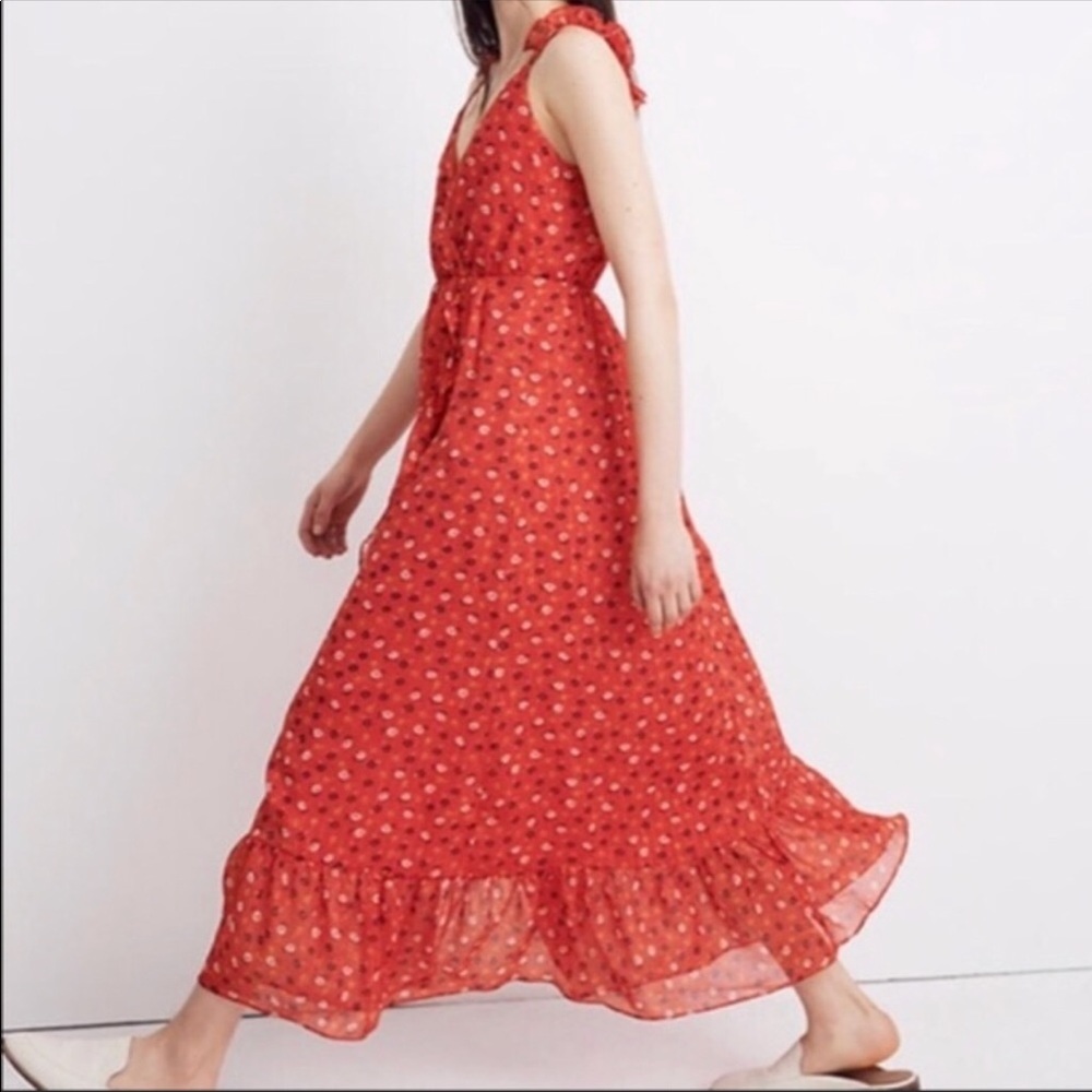 MADEWELL red ruffle maxi dress - Picture 12 of 12
